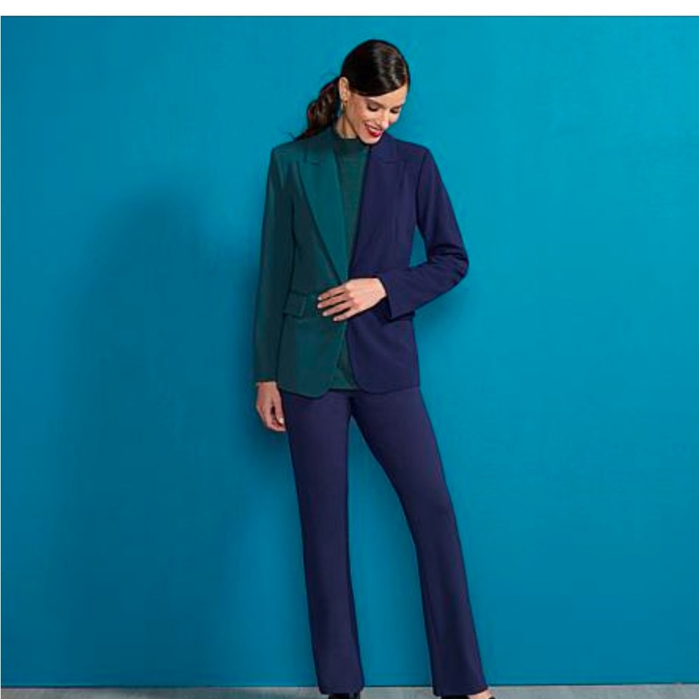 COLORBLOCK CREPE KNIT LINED BLAZER